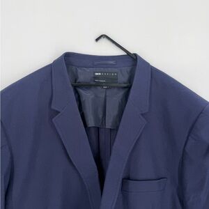 Asos Topman Single Breasted Oversized Suit Linen Blend Jacket In Navy